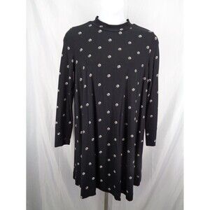 Two Danes Black Polka Dot Brea Tunic Top Mini Dress Size Large New